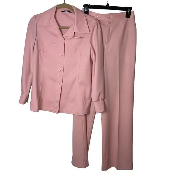 Jack Winter Vintage Womens Two Piece Set Jacket Pants Suit Size Medium Pink - Picture 12 of 12